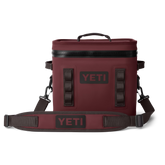 YETI soft cooler the Hopper Flip 12 in color Wild Vine Red.